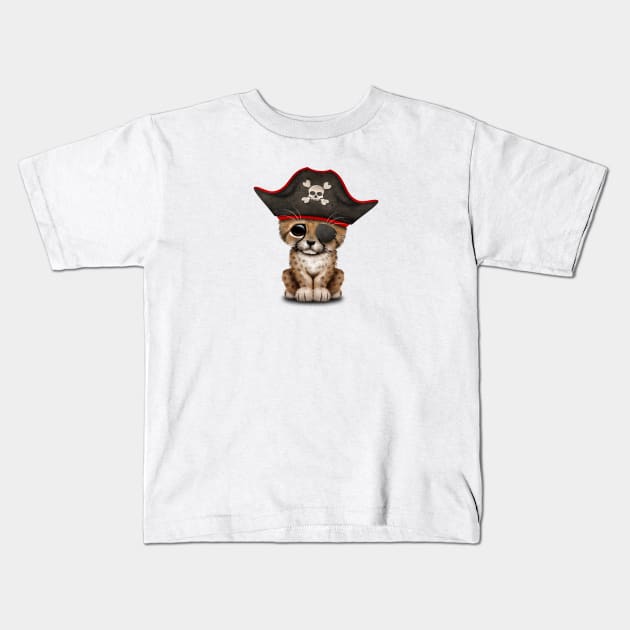 Cute Baby Cheetah Cub Pirate Kids T-Shirt by jeffbartels